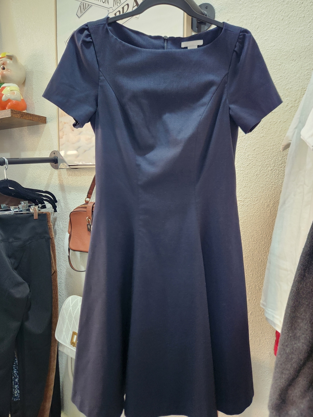 H&M Navy Short-Sleeve A-Line Dress
